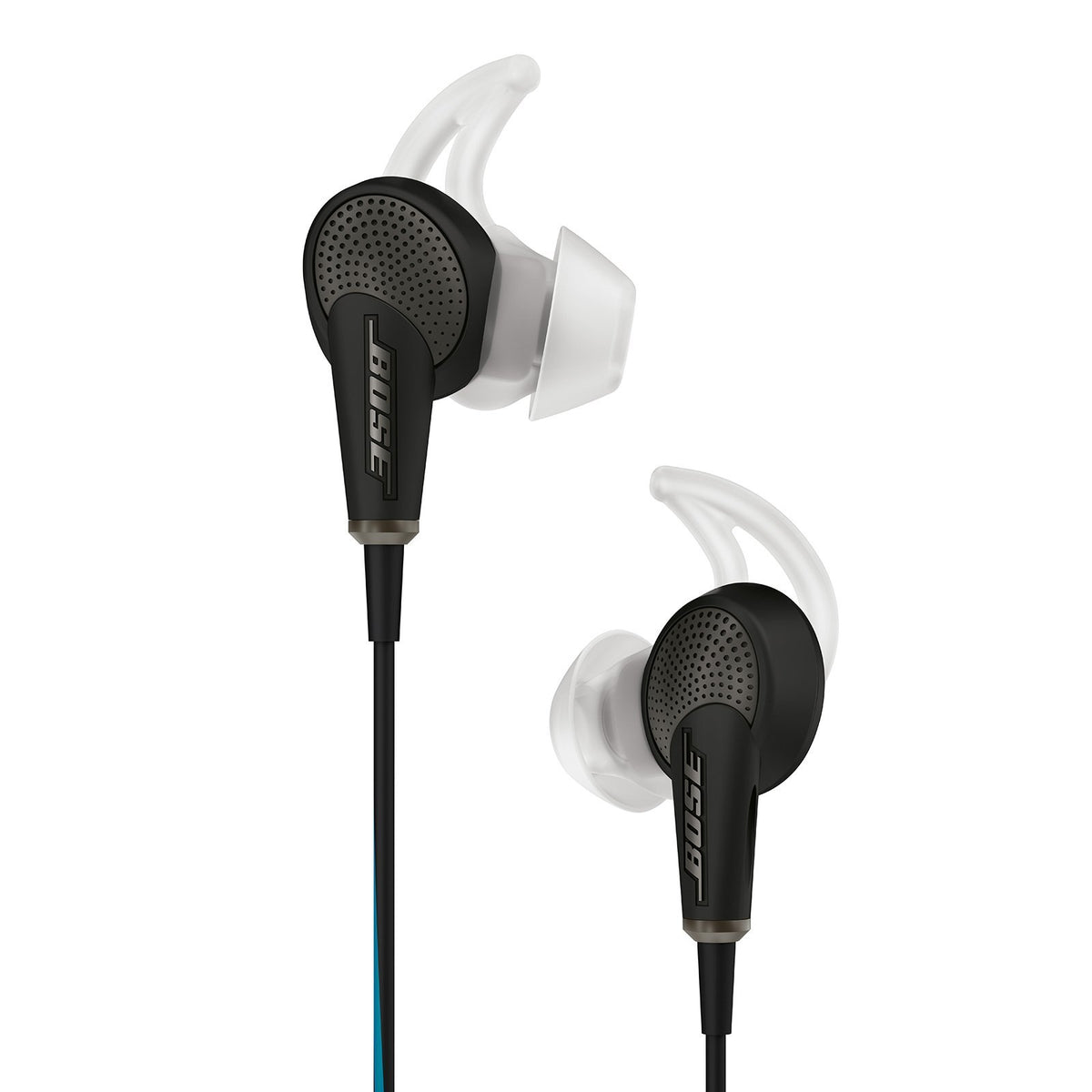 Bose QuietComfort 20 front view with immersive noise cancelling for focus.