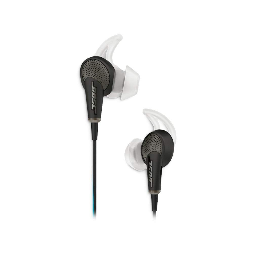 Bose QuietComfort 20 headphones front view with active noise cancellation.