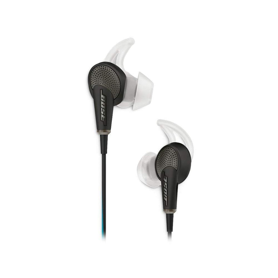 Bose QuietComfort 20 headphones front view with active noise cancellation.