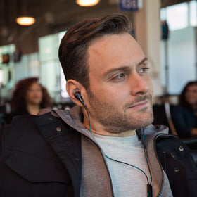Bose QuietComfort 20 in-use with Android device via 3.5mm jack.