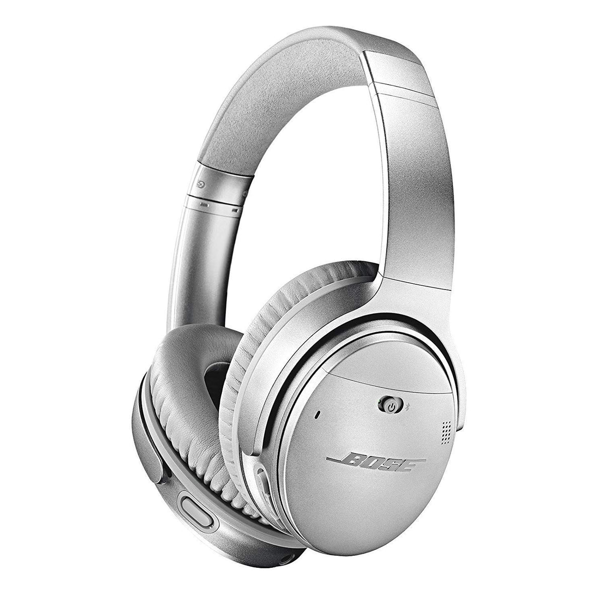 Bose QuietComfort 35 II headphones silver front view for immersive sound comfort.