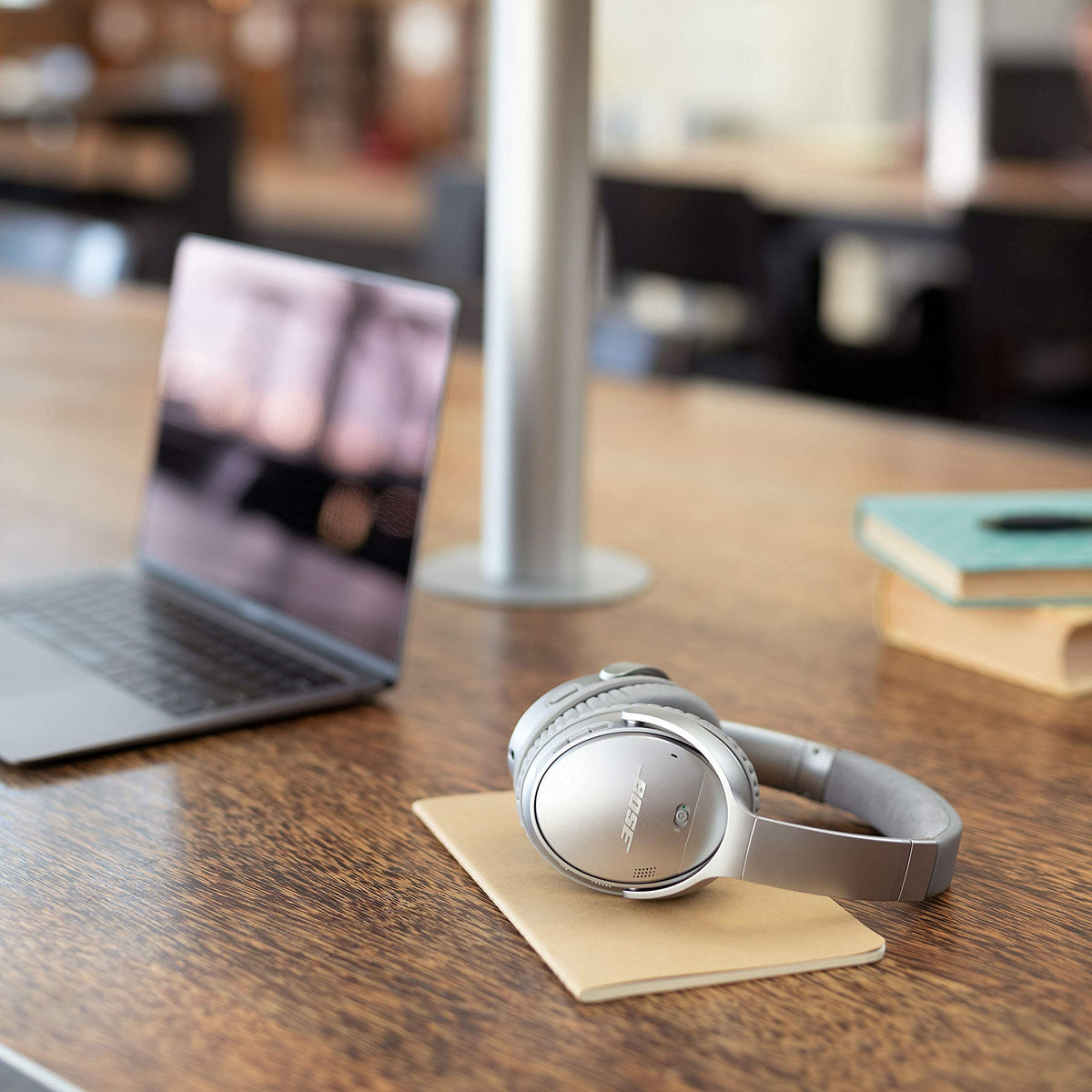 Bose QC35 II Alexa-enabled headphones in silver for hands-free control