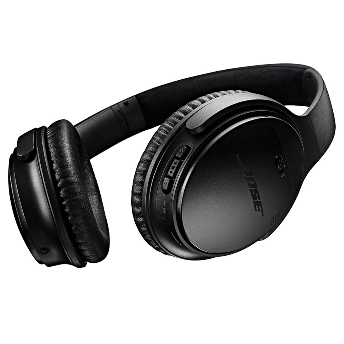 Bose QuietComfort 35 Series I ear cushions closeup with synthetic protein leather.