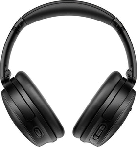 Bose QuietComfort 45 side view in triple black, emphasizes comfort for long sessions.