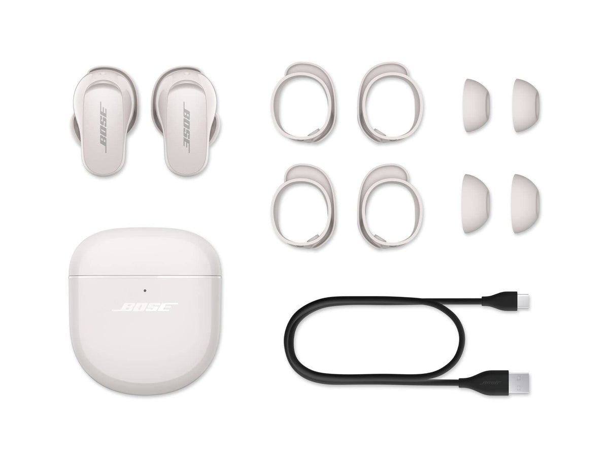Charging case with indicator lights powers Bose QuietComfort Earbuds II on the go