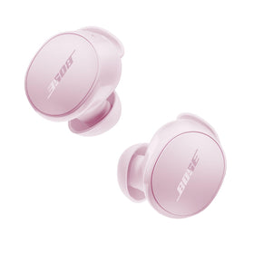 Bose QuietComfort Earbuds Petal Pink case closed for on-the-go charging.