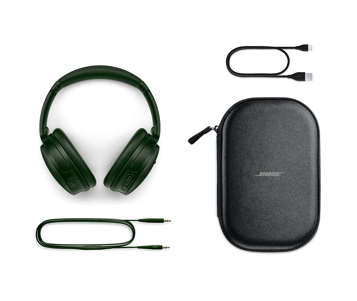 Bose QuietComfort Cypress Green controls and mic for effortless calls and playback.