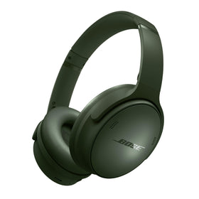 Bose QuietComfort Cypress Green headphones from front view highlighting sleek design and comfort for immersive listening.
