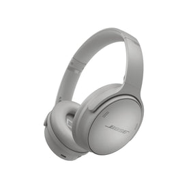 Bose QuietComfort headphones in Moonlight Grey showing sleek look and comfortable over‑ear design.