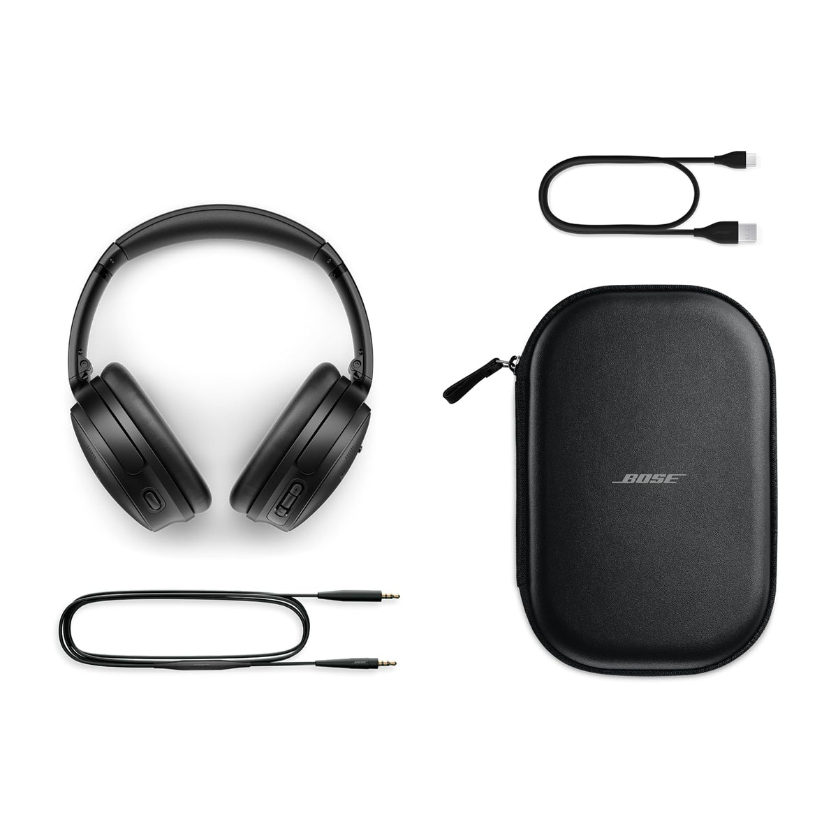 Bose QuietComfort in-use image emphasizes comfortable over-ear fit during busy commutes.