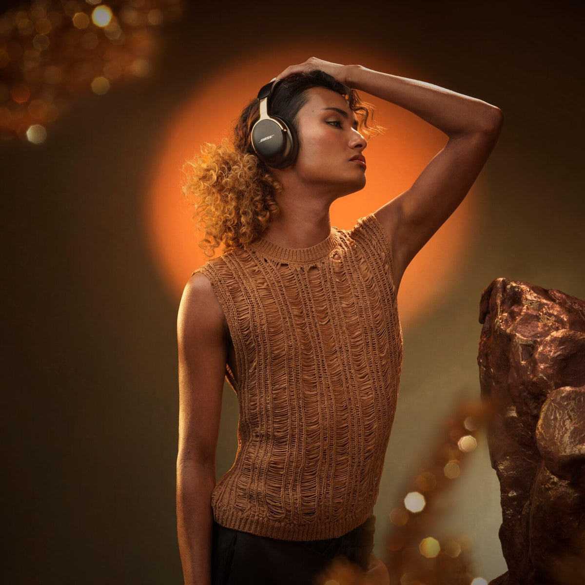 Bose QuietComfort Ultra Desert Gold headband detail with premium metal