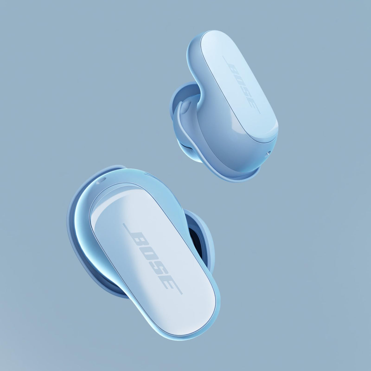 Bose QuietComfort Ultra earbuds side profile highlights compact silhouette.
