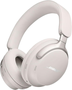 Bose QuietComfort Ultra headphones front view in White Smoke color for immersive listening