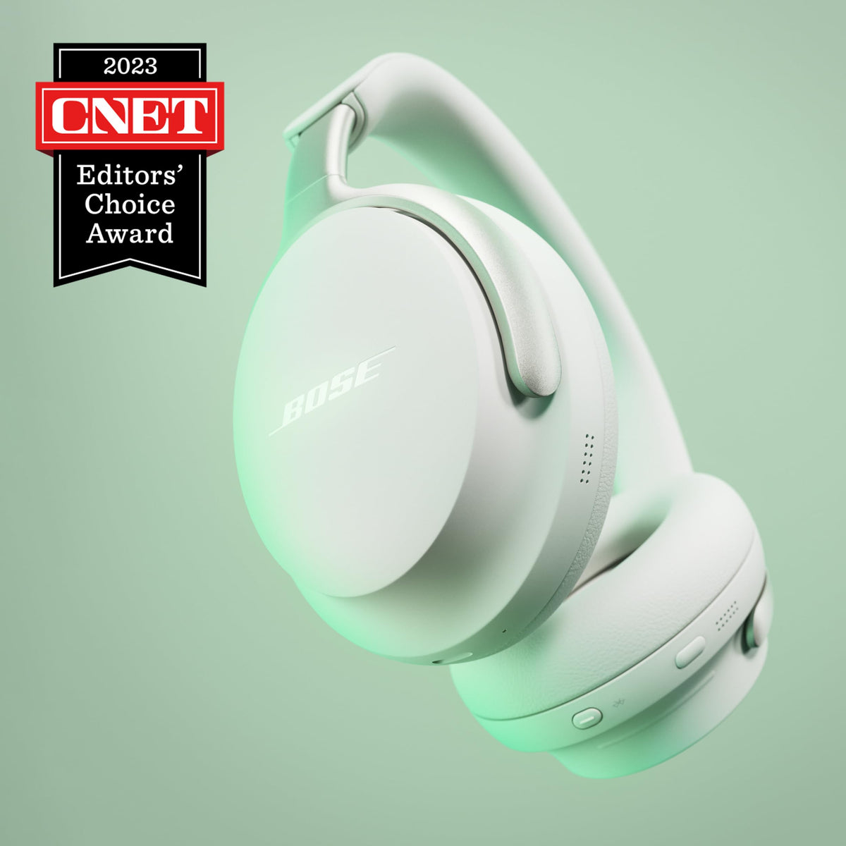 Bose QuietComfort Ultra headphones showing premium cushions and noise cancellation.