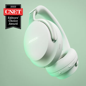 Bose QuietComfort Ultra headphones showing premium cushions and noise cancellation.