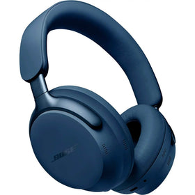 Bose QuietComfort Ultra Lunar Blue over-ear headphones with plush cushions for long listening sessions