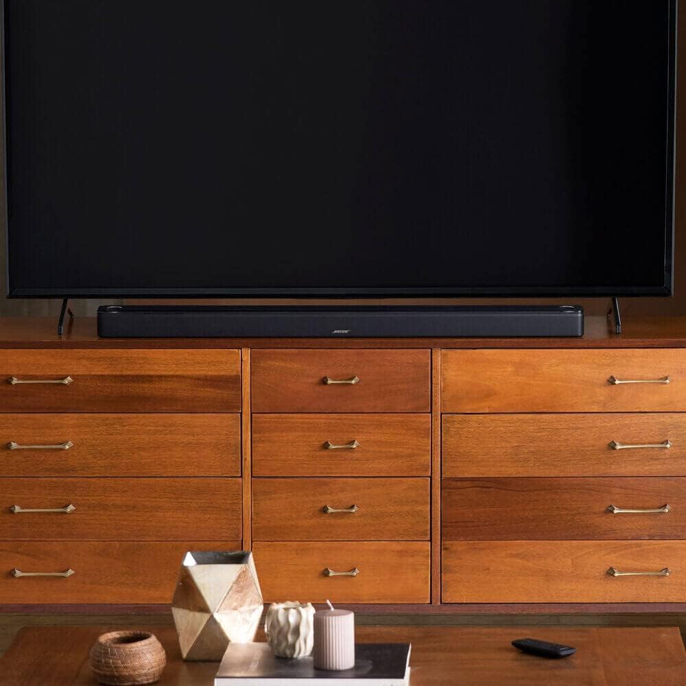 Bose Smart Soundbar 900 top-angle view showcases sleek design for modern living rooms.