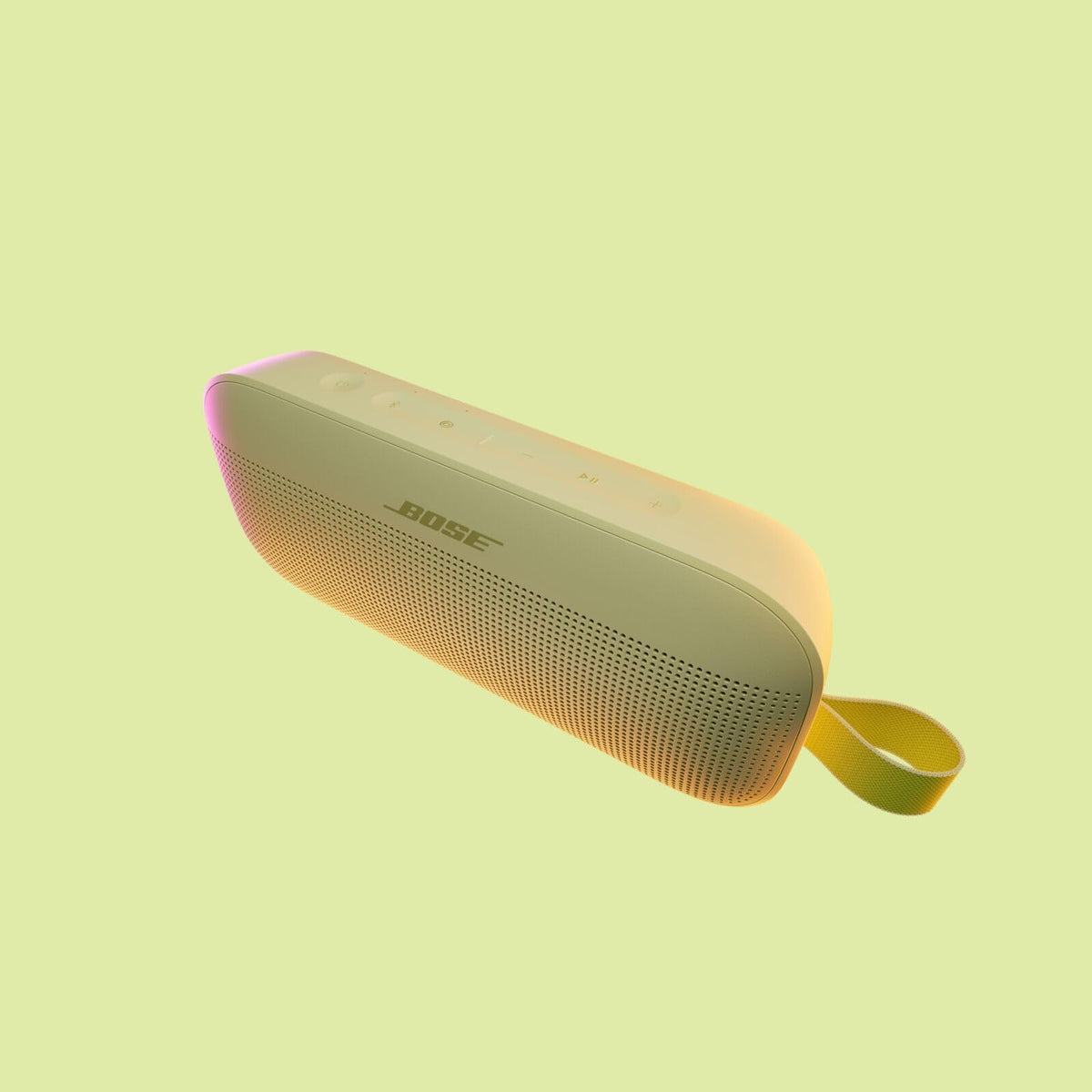 Bose SoundLink Flex 2nd Gen clipped to a bag for portable tunes.