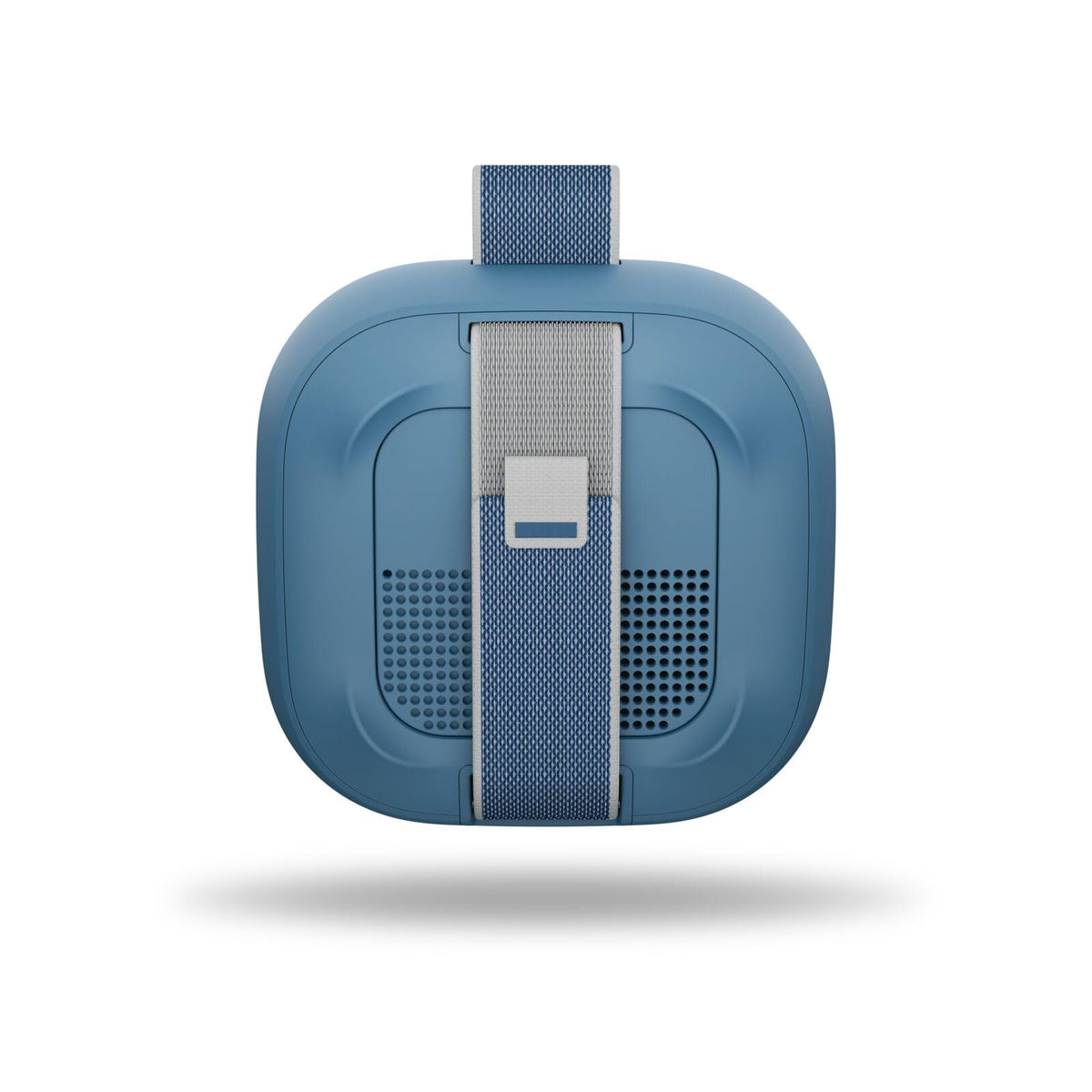 Bose SoundLink Micro attached to bag with a utility strap