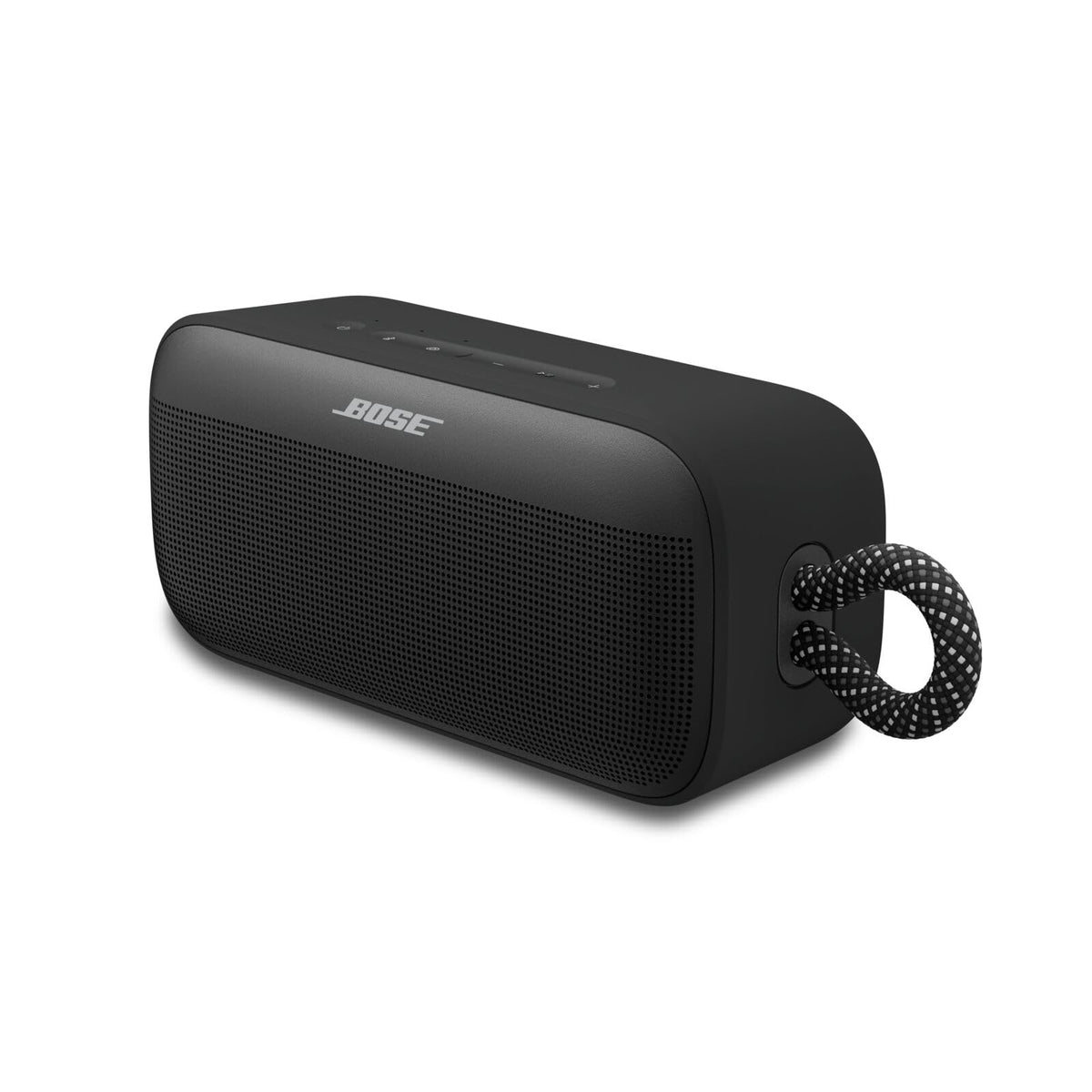 Bose SoundLink Plus battery life graphic showing up to 20 hours for outdoor listening.