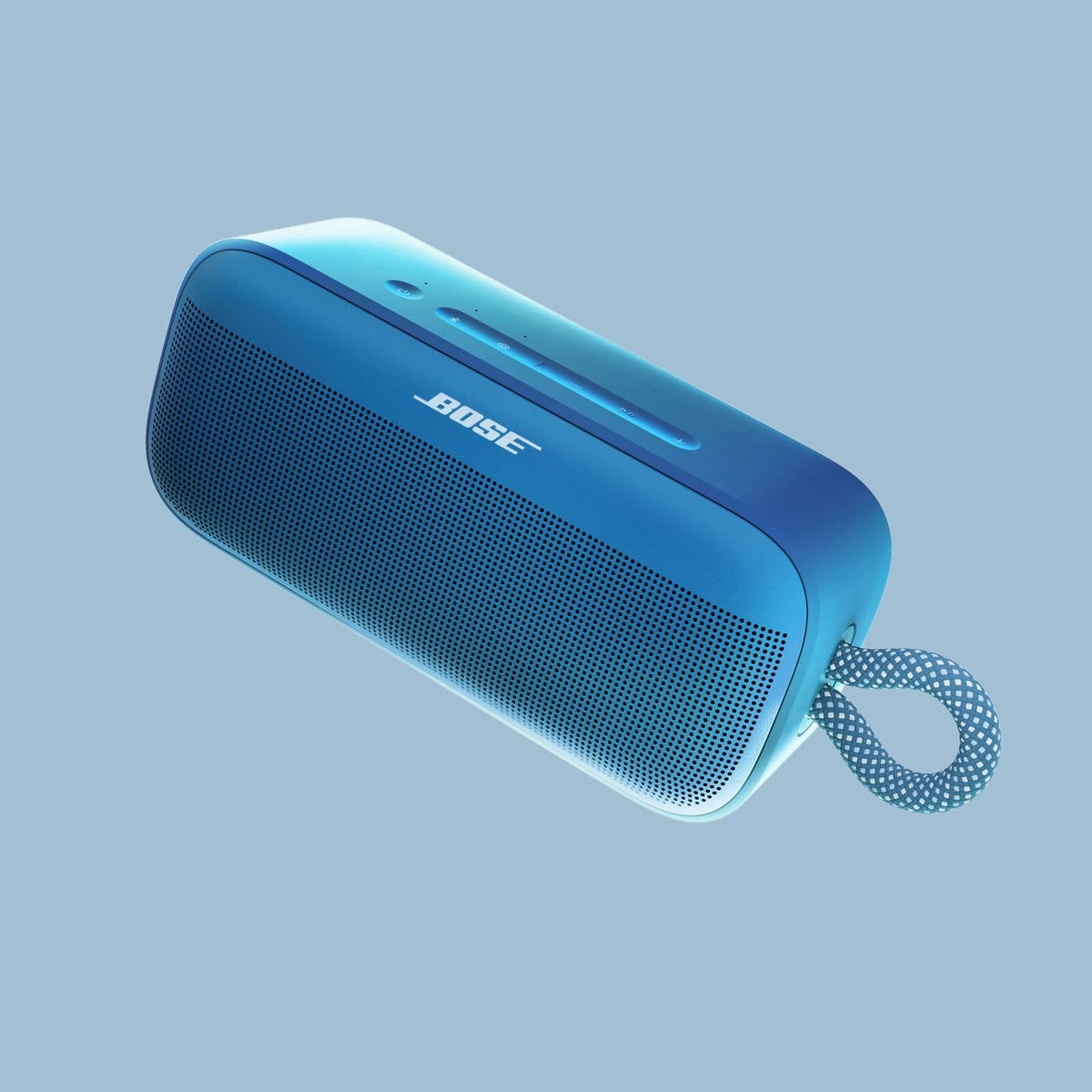 Bose SoundLink Plus Blue Dusk back view highlighting its durable outdoor design.