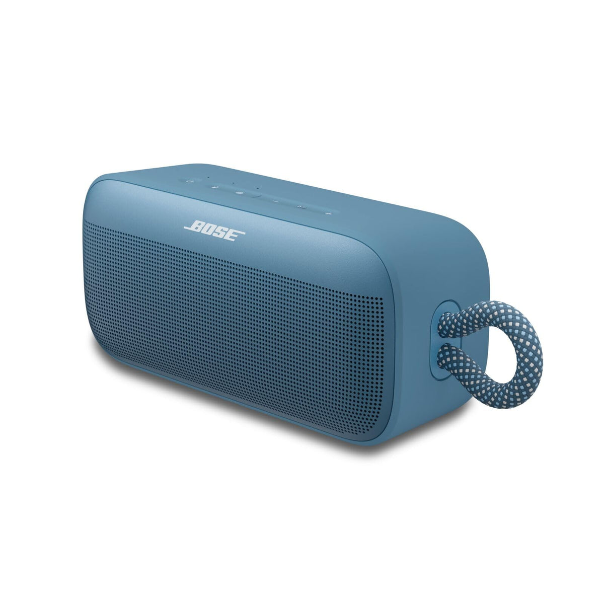 Bose SoundLink Plus Blue Dusk, front view for portable outdoor listening.