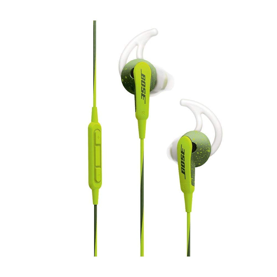 Bose SoundSport front view showing earbuds and cable, highlighting durable design