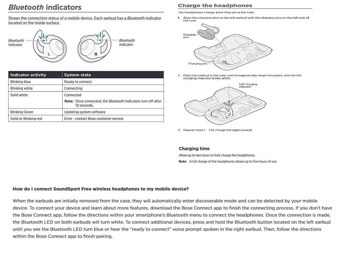 Dual-microphone array on the right earbud enables hands-free calls on compatible devices
