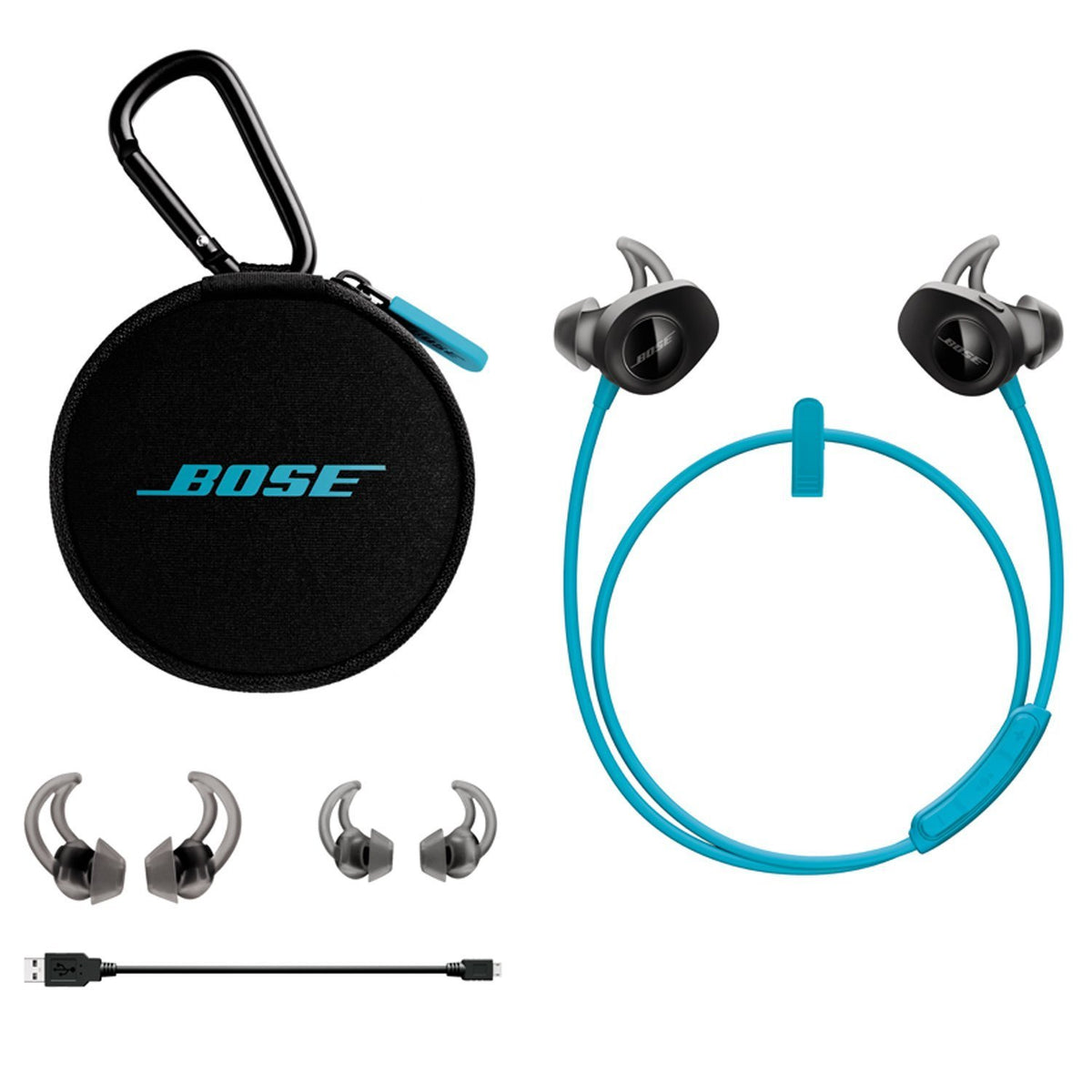 Bose SoundSport Aqua with compact charging case.