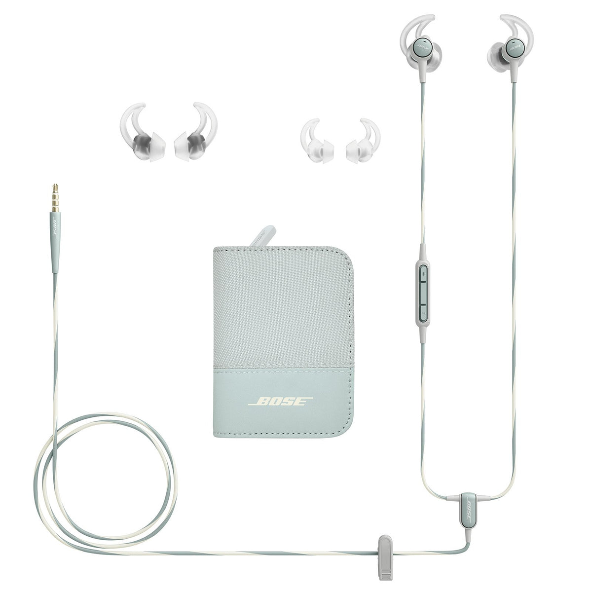 Bose protective carrying case open with earbuds inside for safe transport