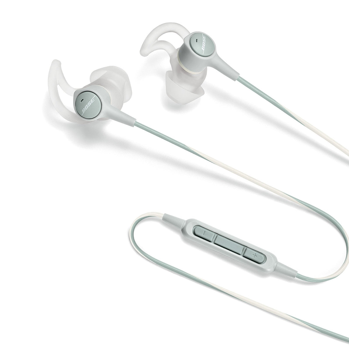 Bose inline remote and microphone close-up for hands-free control and call clarity