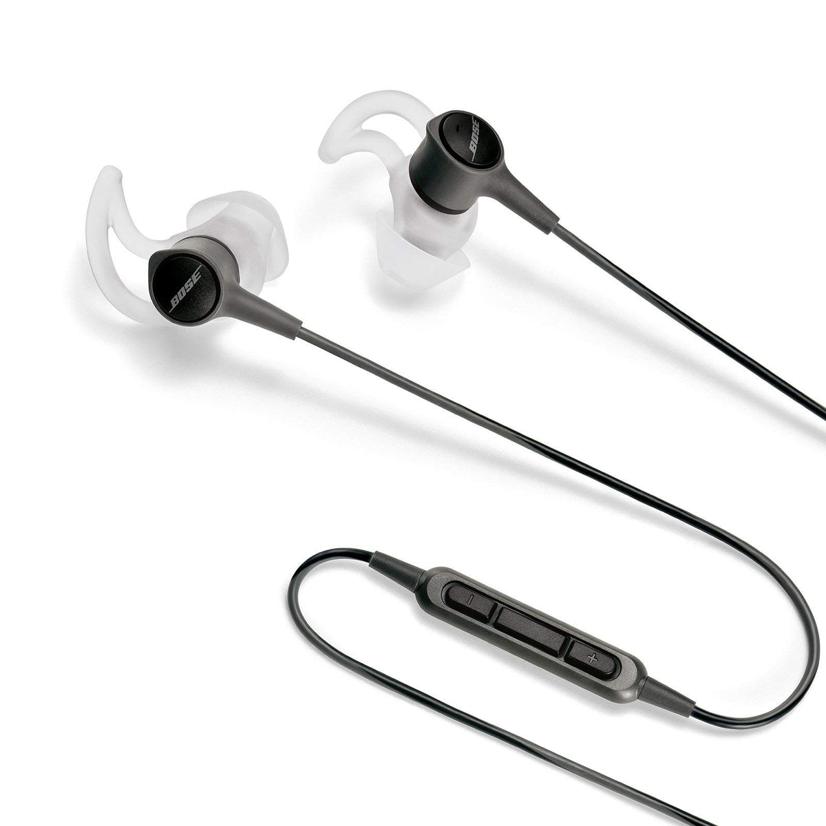 Bose inline remote and mic detail for easy call control and hands-free convenience