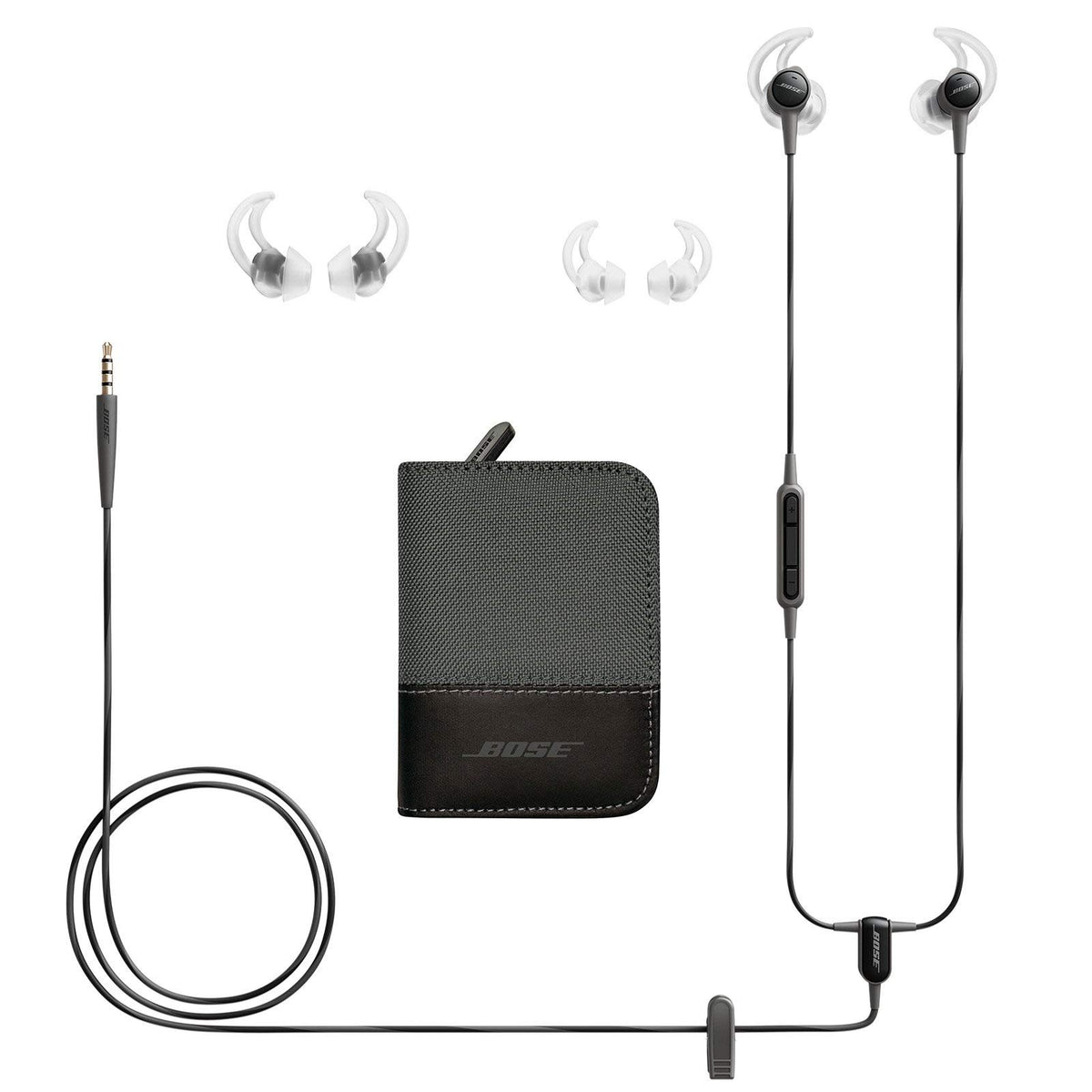 Protective carrying case open with earbuds for organized transport and protection