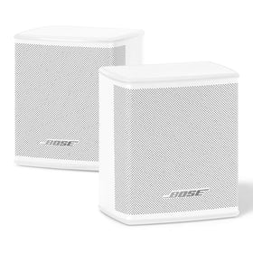 Bose Surround Speakers White front view enhances immersive home theater audio.