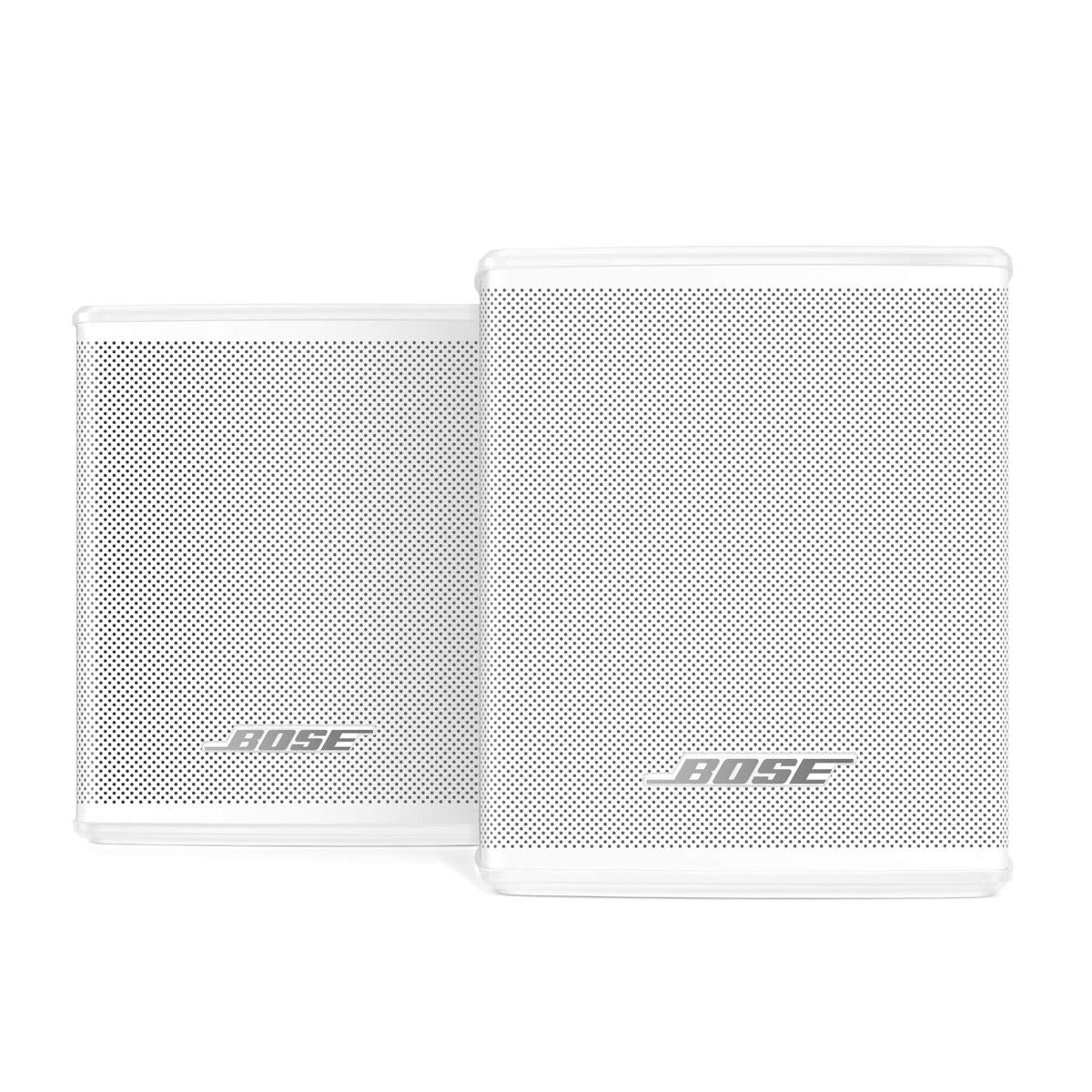 Bose Surround Speakers White pair in room providing wireless surround sound.