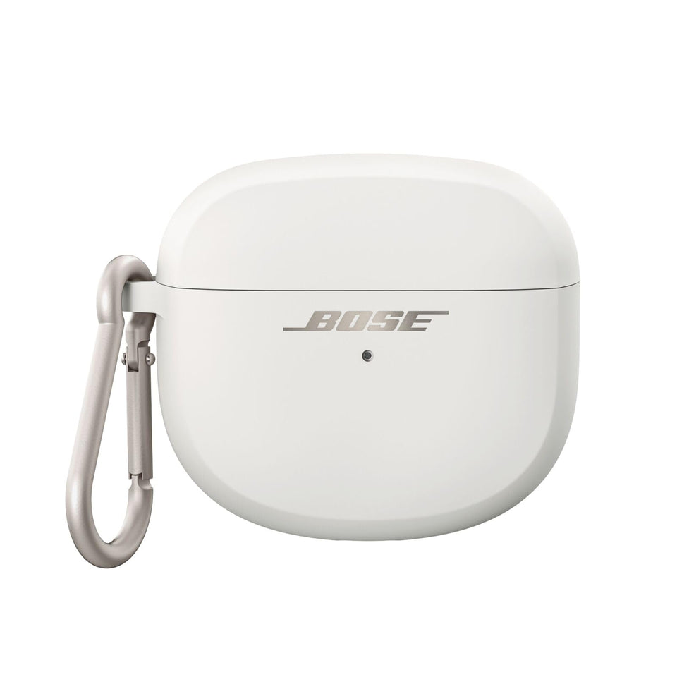 Bose white silicone case front view protecting charging case