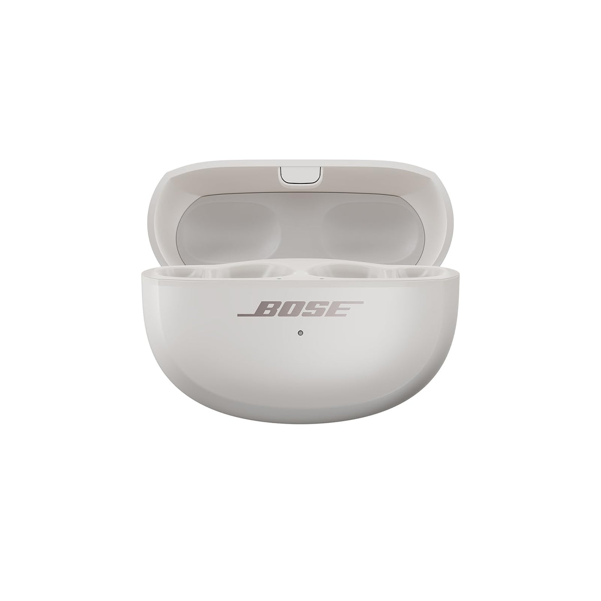 Bose Ultra Open Earbuds charging case white side view keeps buds protected and ready