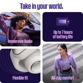 Bose Ultra Open Earbuds flexible-joint for secure, comfortable wear all day.