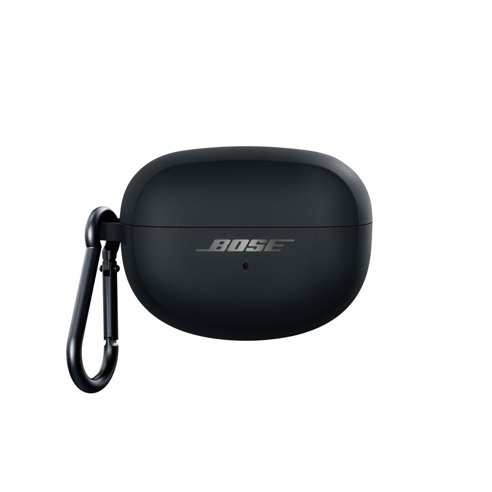 Bose Ultra Open Earbuds silicone case cover in black, front view with protective soft-touch silicone.