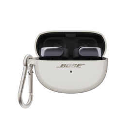 Bose Ultra Open Earbuds white silicone case cover, side view with clip