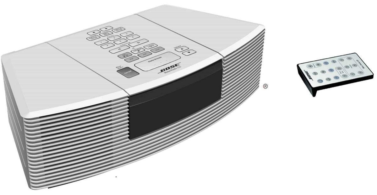 Bose Wave AWRC-1P white front view showing compact design with room-filling sound