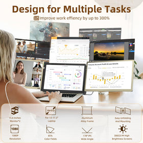 Foldable design with carry pouch for home, office, and travel use.