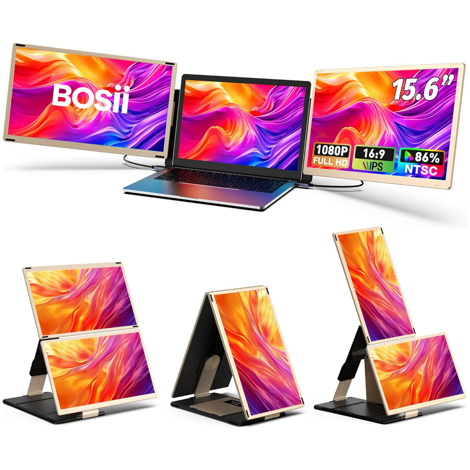 BOSII laptop screen extender with detachable magnetic stand offering 235-degree rotation for flexible setups.