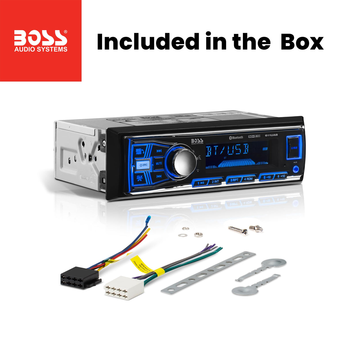 Driver using BOSS 611UAB Bluetooth hands-free calling and music playback while driving