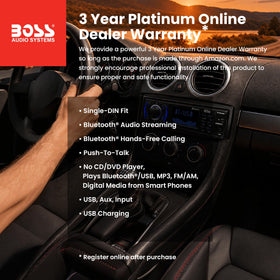 BOSS Audio Systems 616UAB rear view with RCA pre-amp outputs and wiring ports for upgrades