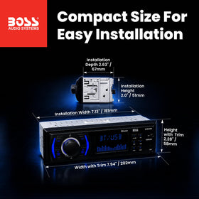 BOSS Audio Systems 616UAB installed in car dash demonstrating clean integration and connectivity