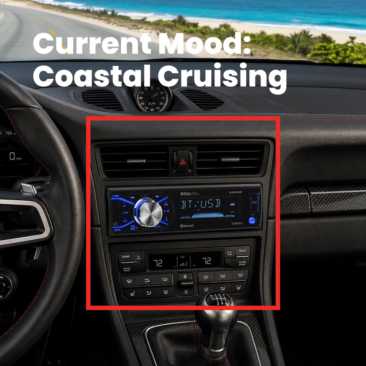 BOSS Audio Systems USB and aux port close-up for device playback and charging