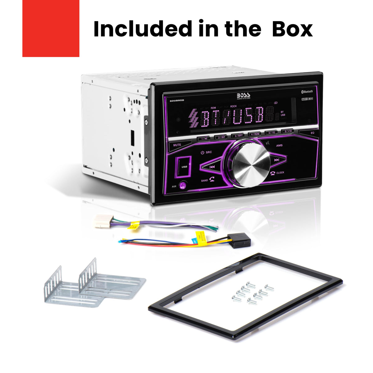 BOSS Audio Systems next to ruler showing dimensions for size and compatibility
