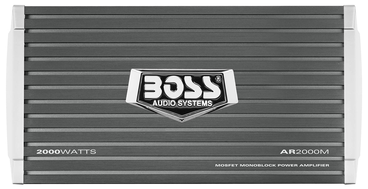 BOSS AR2000M front panel view showing LED and mounting, highlights compact power