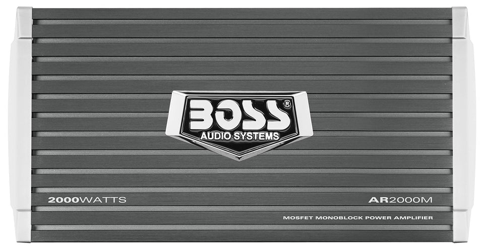 BOSS AR2000M front panel view showing LED and mounting, highlights compact power